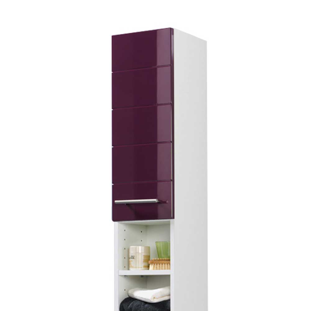 Badezimmer Hochschrank Laydia in Aubergine Hochglanz