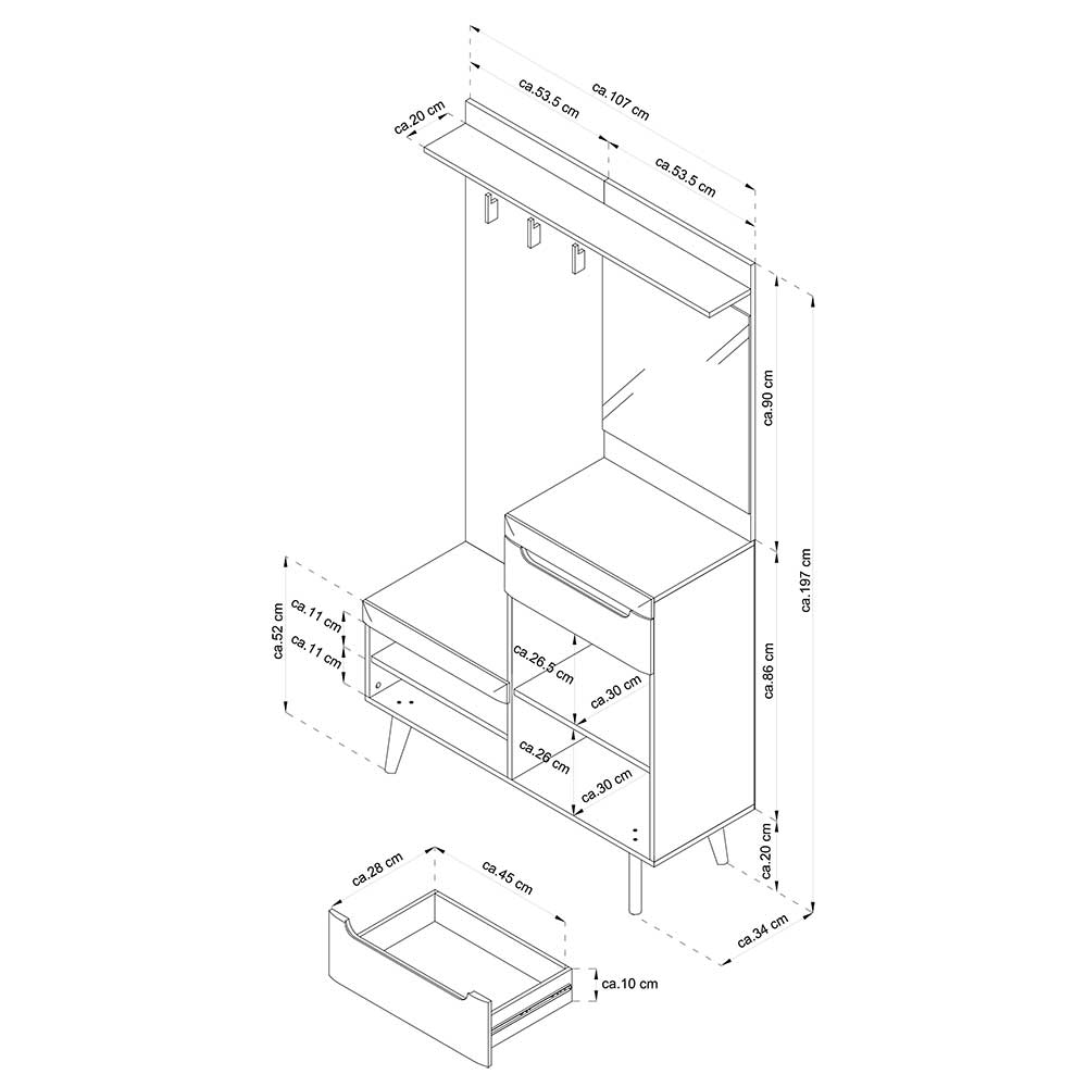 Kompakte Garderobe im Skandi Design - Olcian