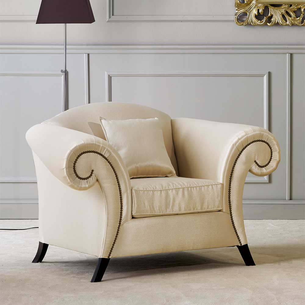 Eleganter Polstersessel in Beige Stoff - Belynia