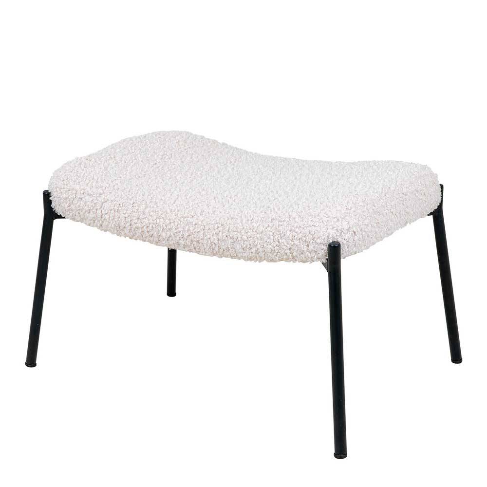 61x41x36 Hocker mit Plüsch Sitz in Weiß - Elefonas