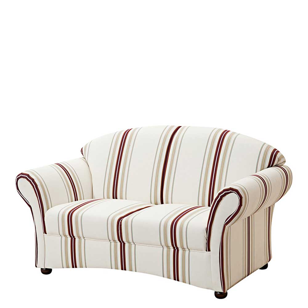 Elegantes Sofa mit Streifen in Weiß Rot Beige - Senore