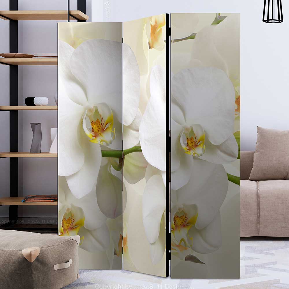 Fotoprint Leinwand Paravent Weiße Orchideen - Aury