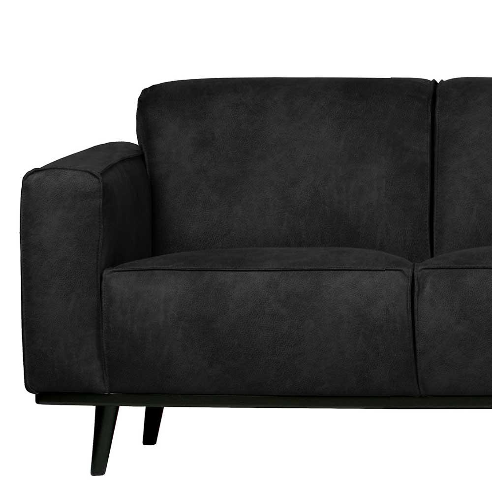 230cm breite Kunstwildledercouch in Schwarz - Fanossy