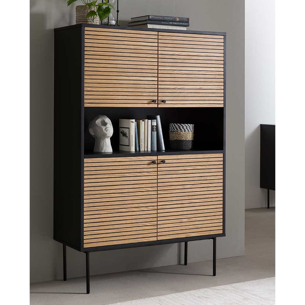 100x155x40 4-türiges Highboard mit offenem Fach - Varaba