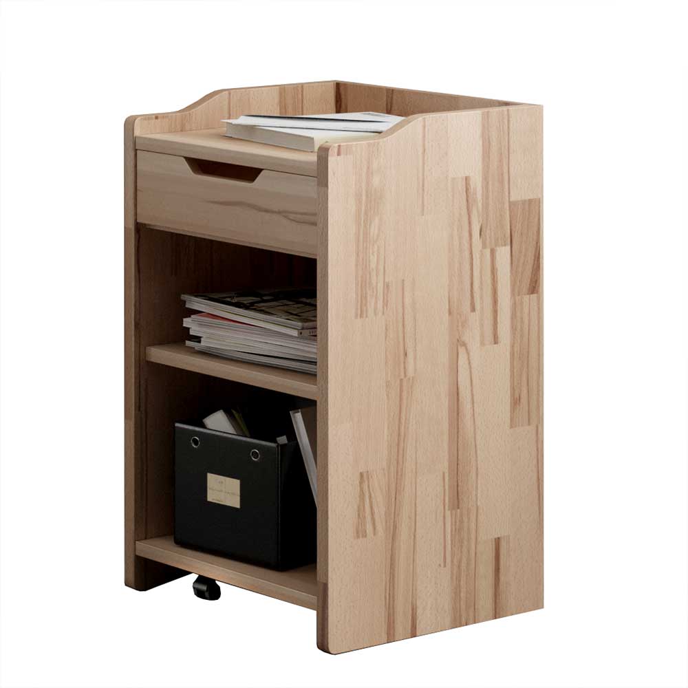 Massiver Kernbuche Rollcontainer 34x66x39 cm - Frunatara