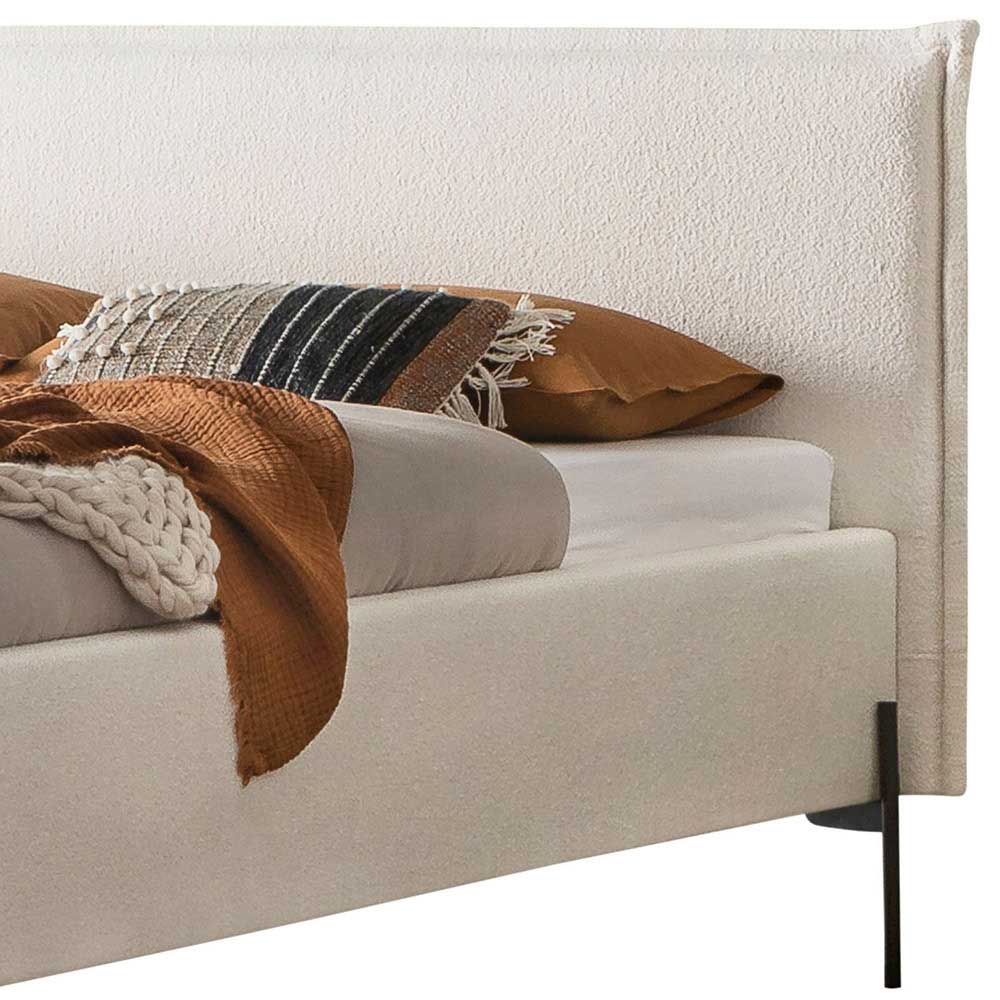 Boucle Stoffbett in Creme Weiß - Fontana