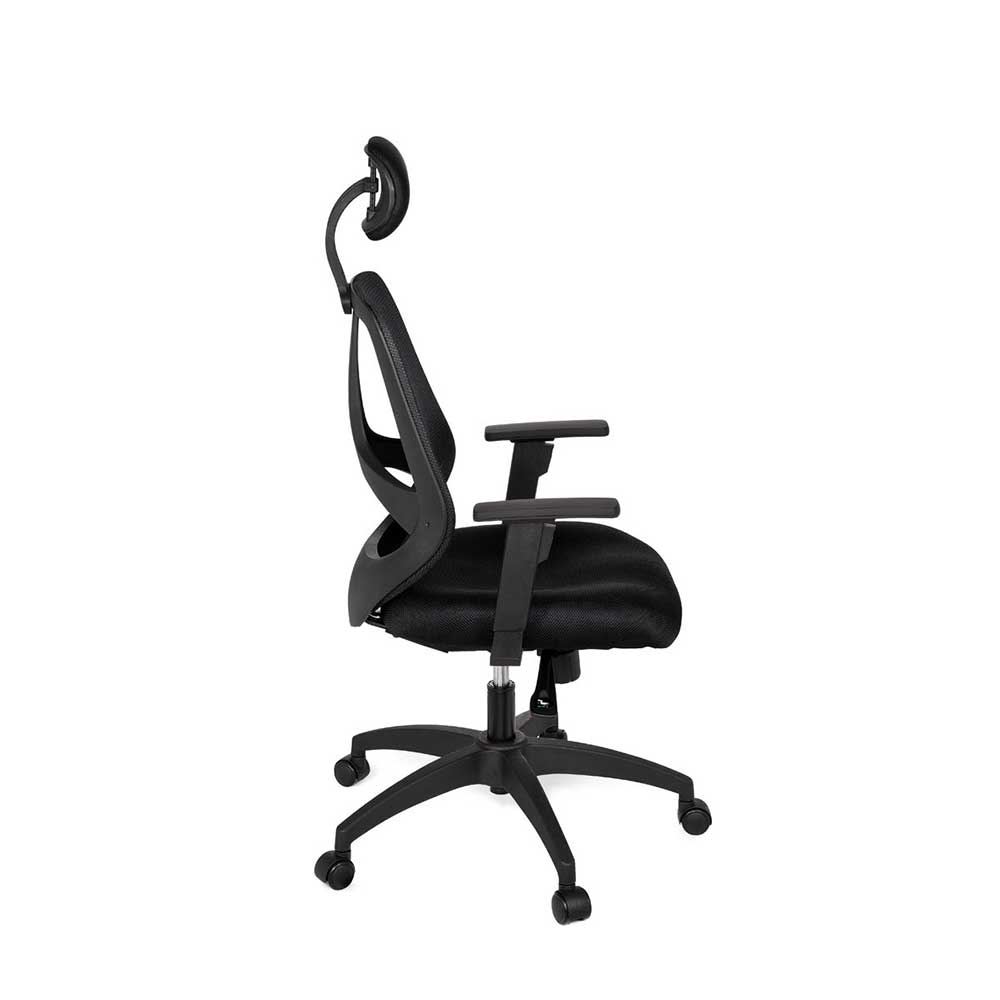 Ergonomischer Bürostuhl mit Kopfstütze in Schwarz - Mint