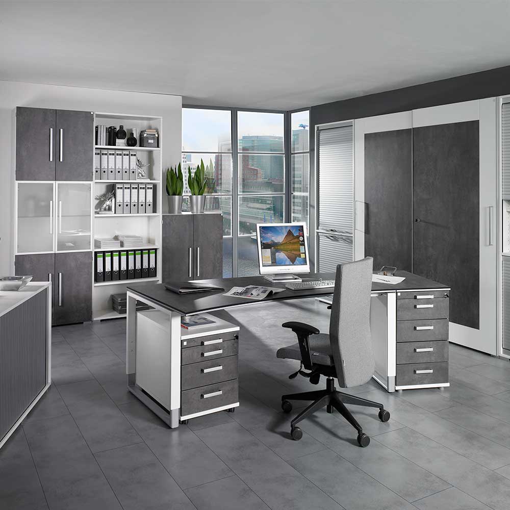 Office Schreibtisch Gropada in Grau Silber