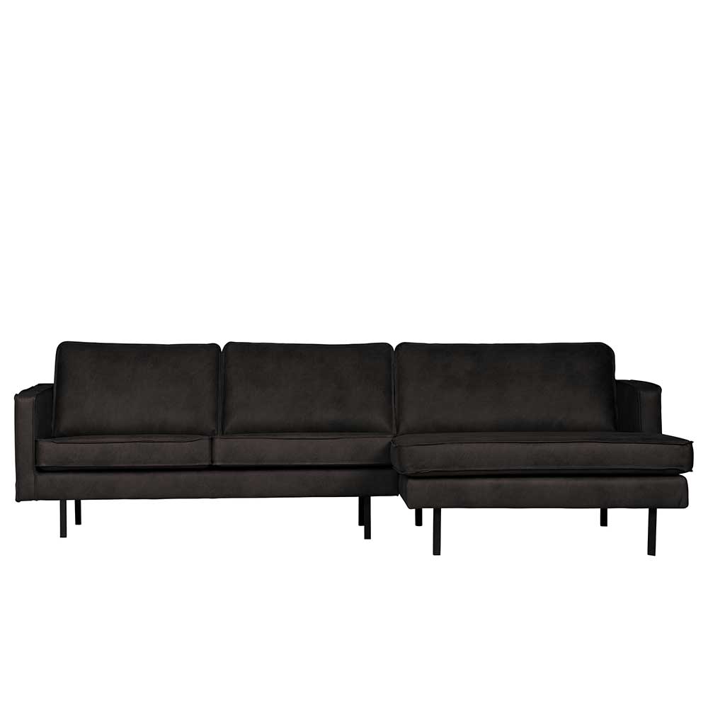 300x85x155 Retro Eckcouch in Schwarz - Avonita