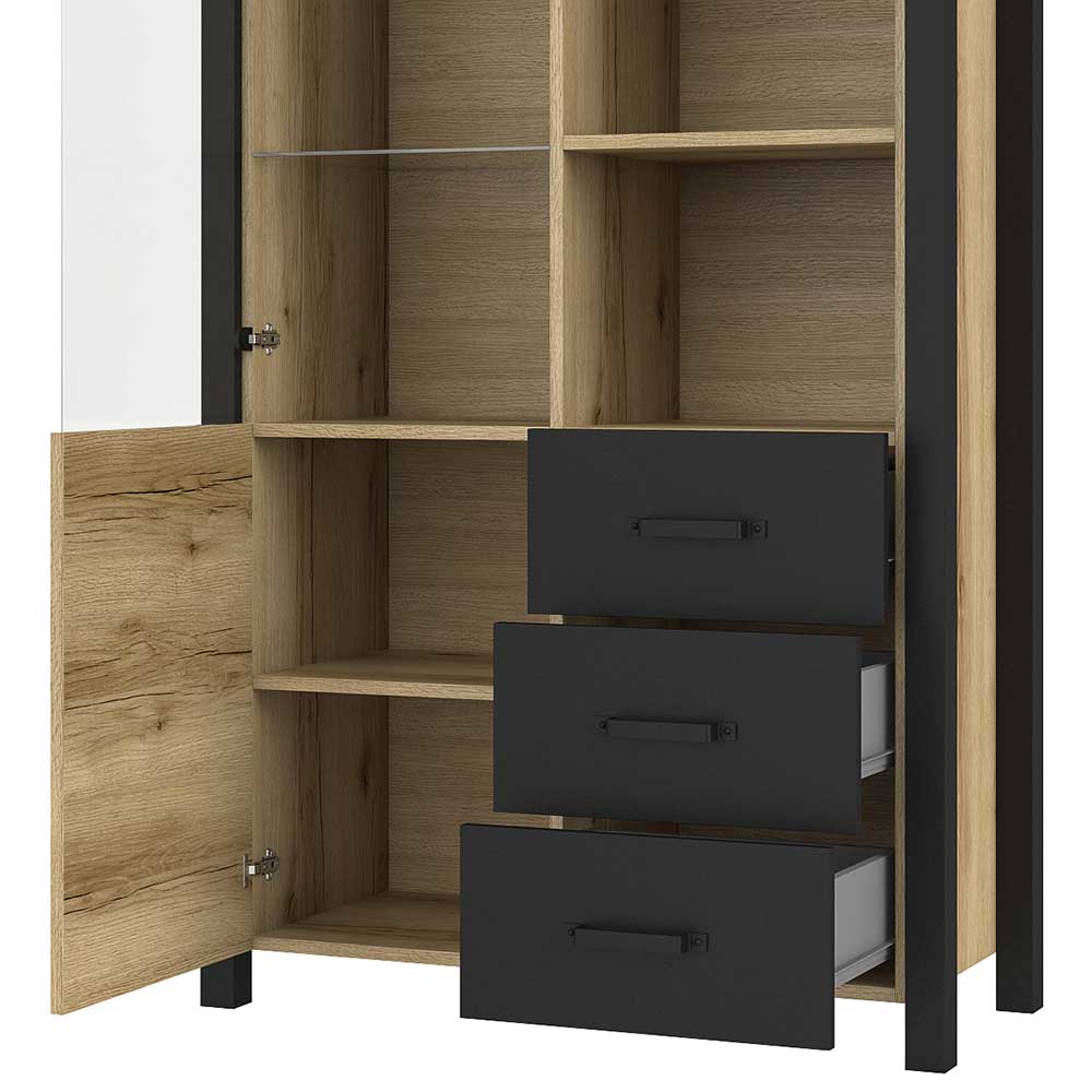 101x191x43 Vitrine Wohnzimmerschrank mit Glastür - Kanellas