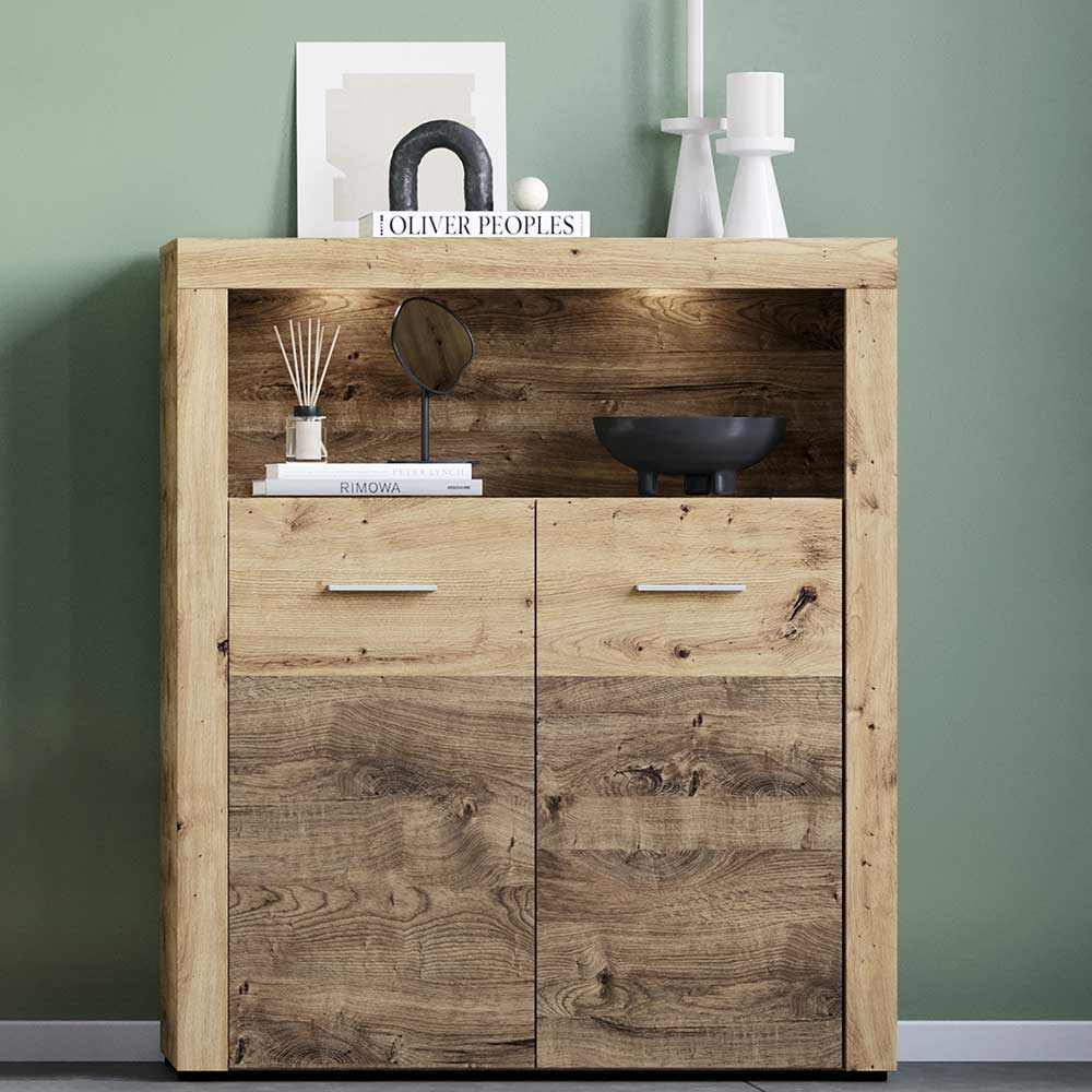 Highboard in Wildeiche und Eiche Dunkel - Phil