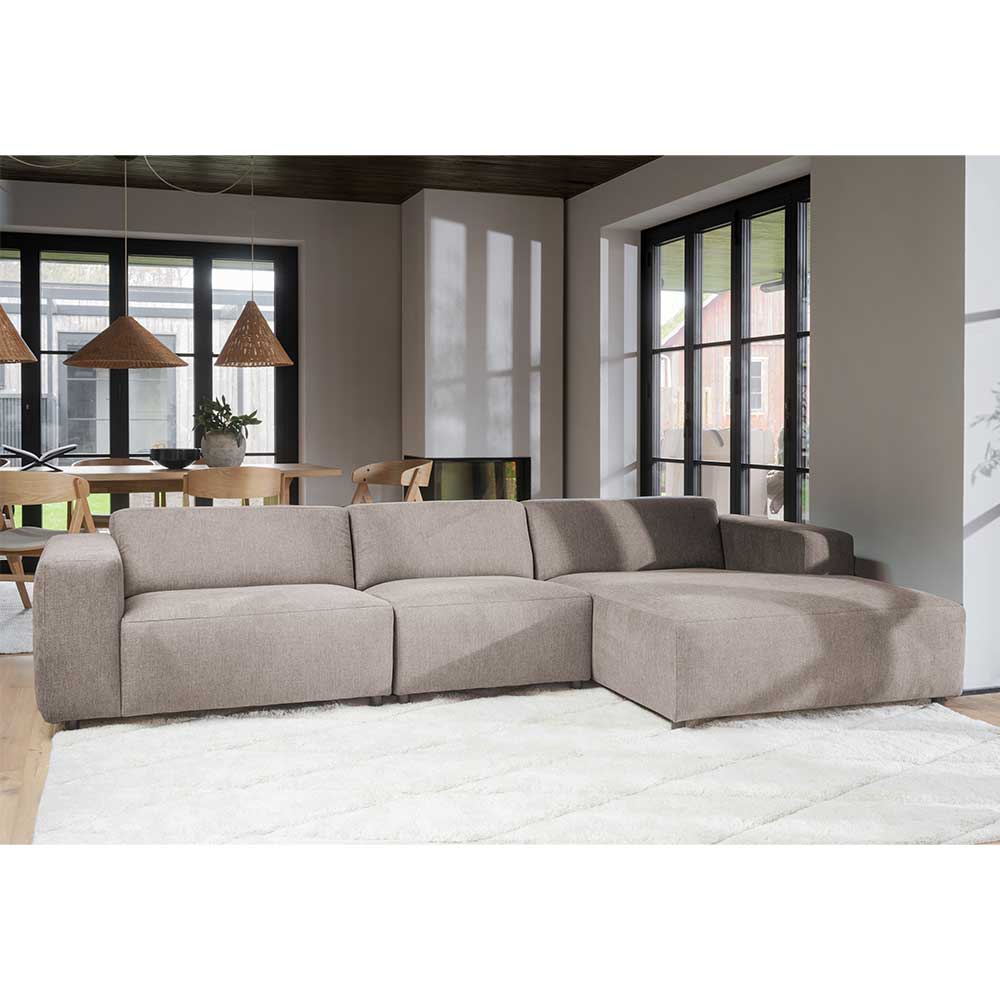 4-Sitzer Eckcouch in Beige Stoff - Adamantia