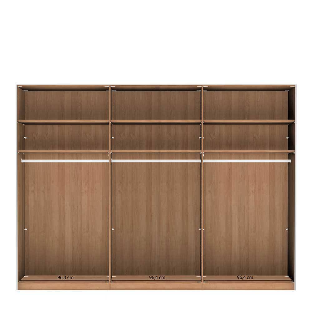 300 cm breiter Schwebetürenschrank mit Glas Beige - Placonia