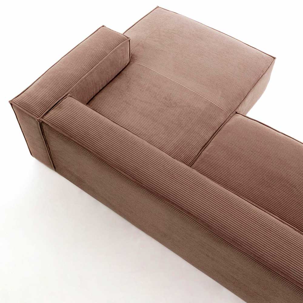 Design Ecksofa aus Cord in Altrosa - Loppa