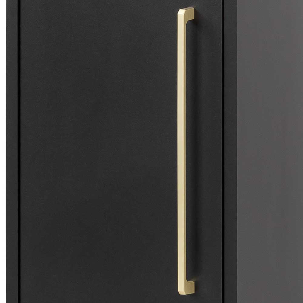 31x131x22 Badschrank in Schwarz & Gold - Vulcanisa