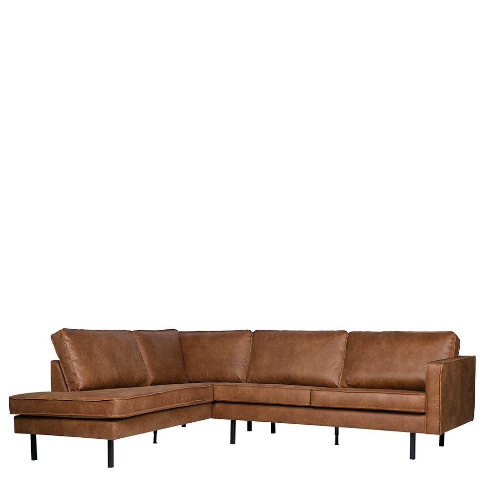 266x85x213 Recyclingleder Ecksofa in Cognac Braun - Huropa