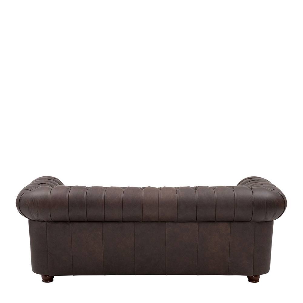 Chesterfield Leder-Dreisitzer in Braun - Pluna