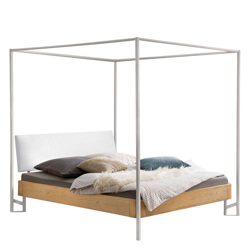 Modernes Himmelbett in Eiche Bianco & Weiß - Blackbeard