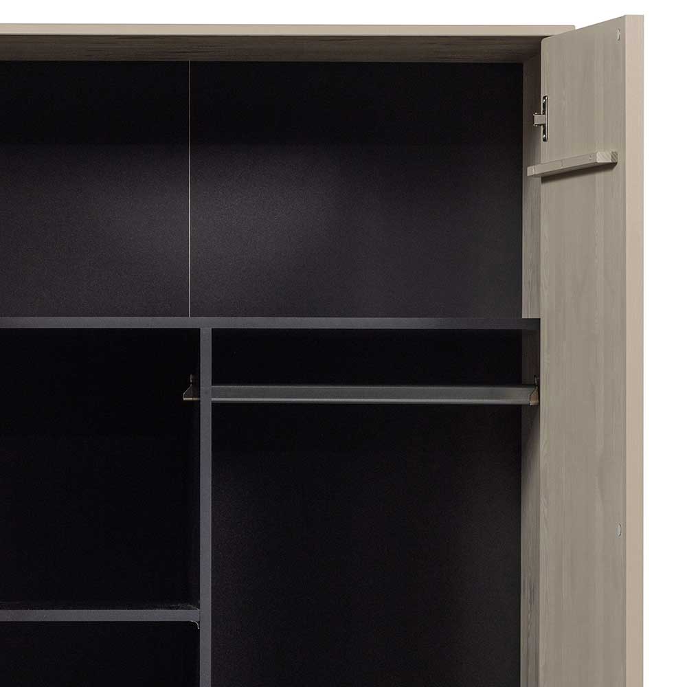 100x200x58 Kleiderschrank aus Kiefer in Grau - Career