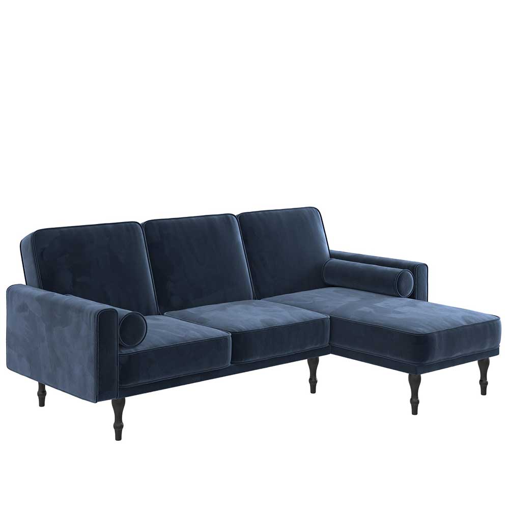 Samt Ecksofa in Blau mit Bettfunktion - Muweja