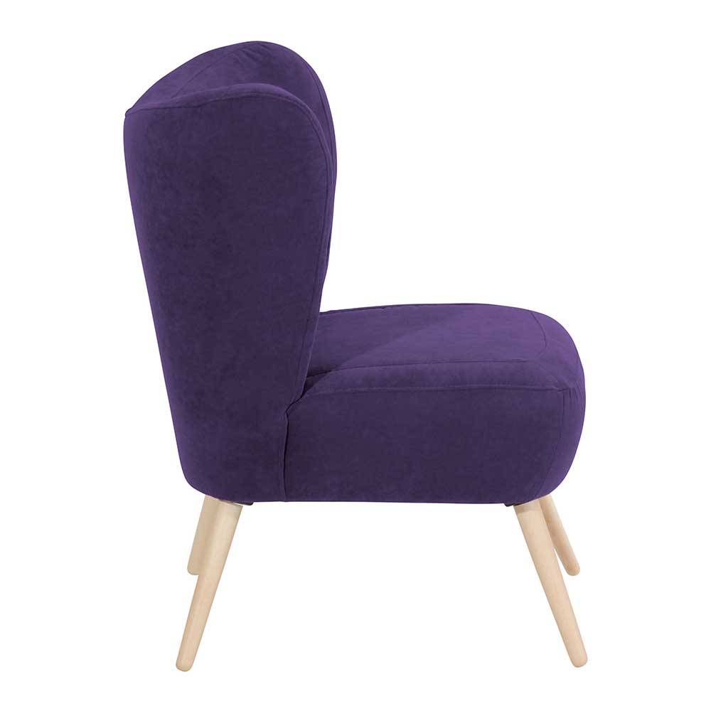 Polstersessel in Violett Velours - Coralla