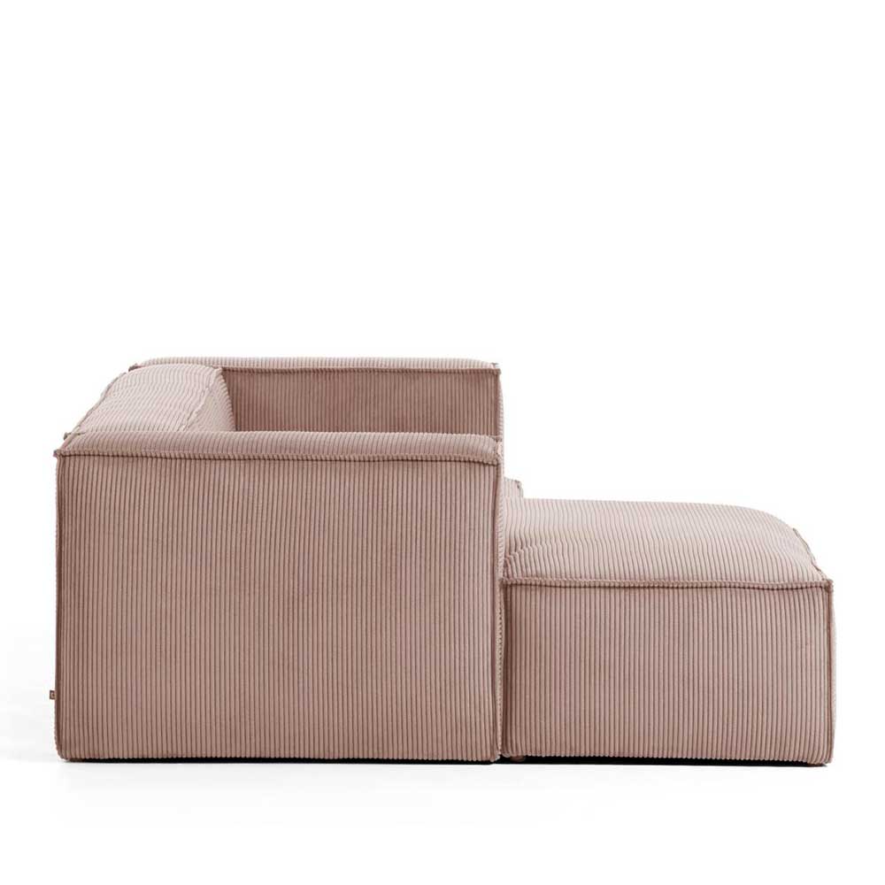 Design Ecksofa aus Cord in Altrosa - Loppa