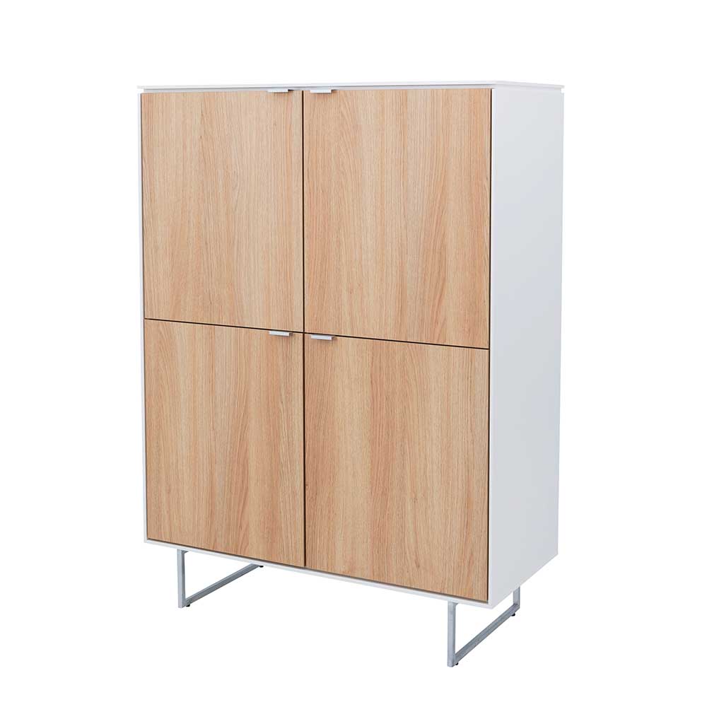 Wohnzimmer Highboard in Eiche & Weiß - Lysdanu