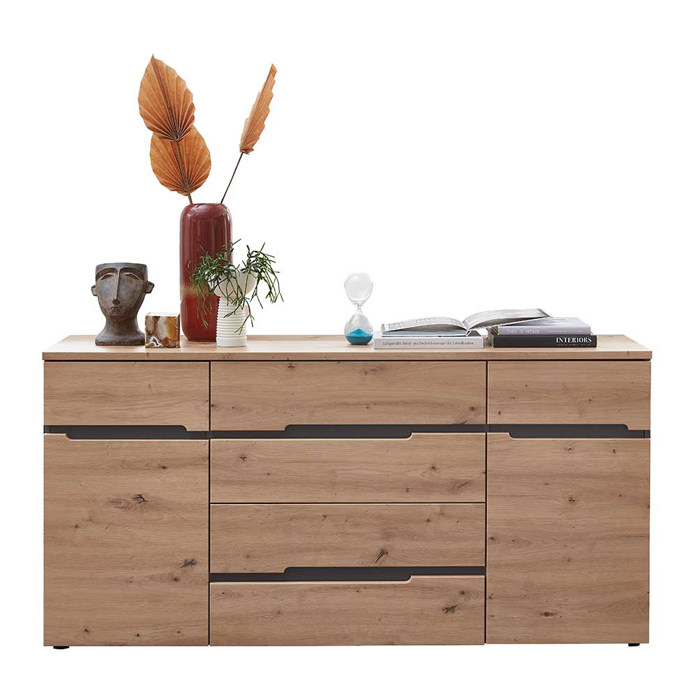 Sideboard in Wildeiche & Dunkelgrau - Kuetra