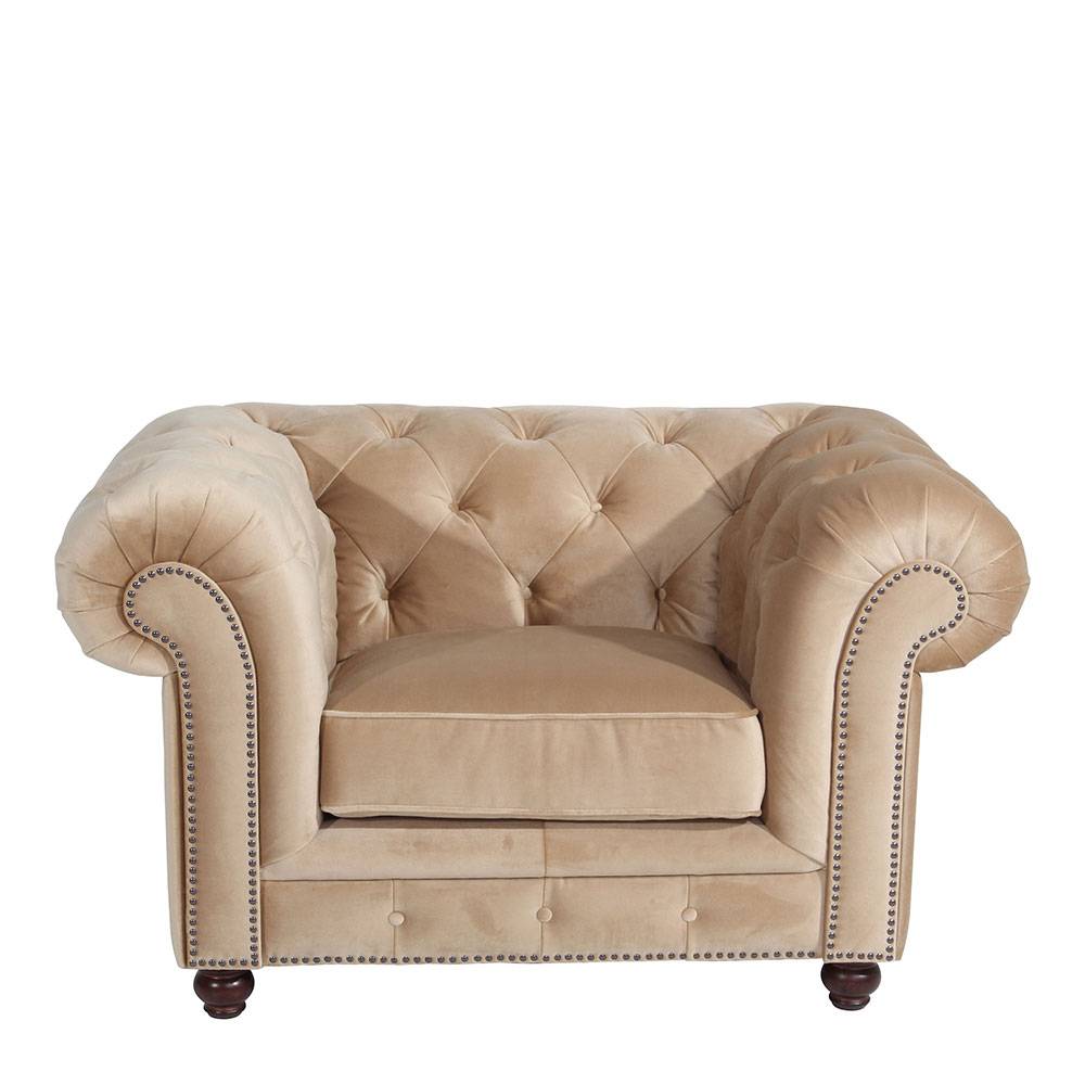 Chesterfieldsessel in Beige Samtvelours - Kentos