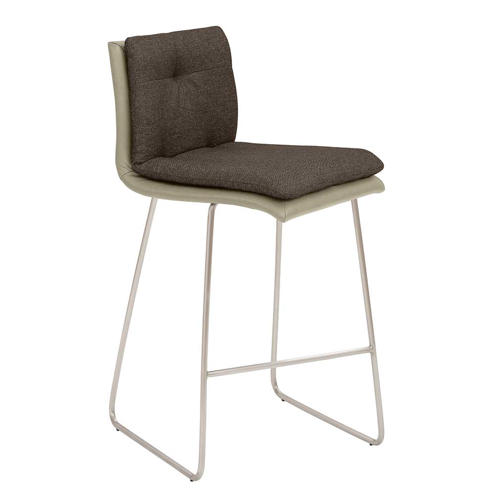 Barhocker mit Lehne in Taupe & Dunkelbraun - Thea