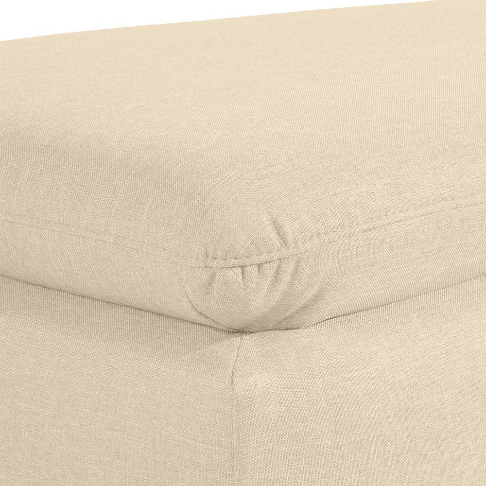 Stoffhocker in Beige mit Nussbaum Braun - Nando