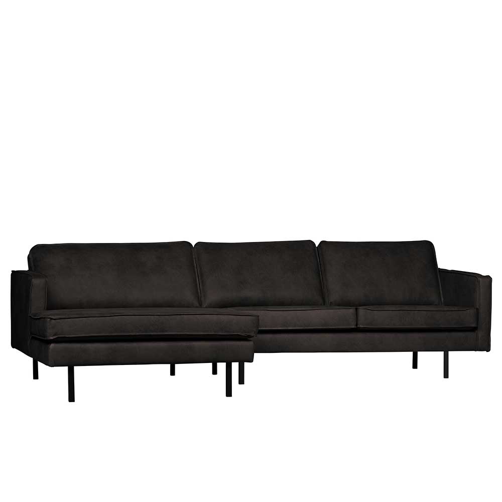 300x85x155 Retro Eckcouch in Schwarz - Avonita