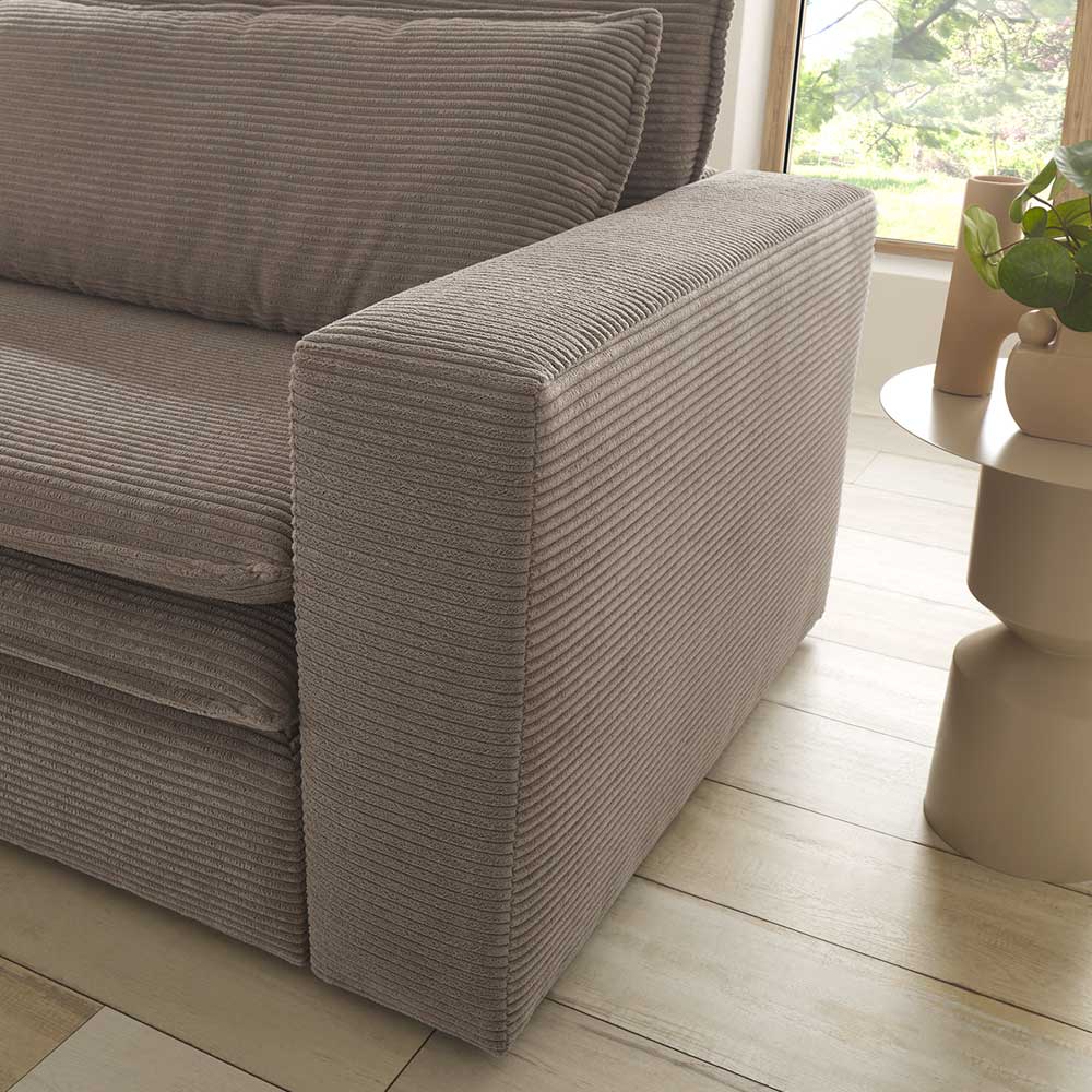 Dreisitzer Bettsofa in Hellbraun Cord - Anyna