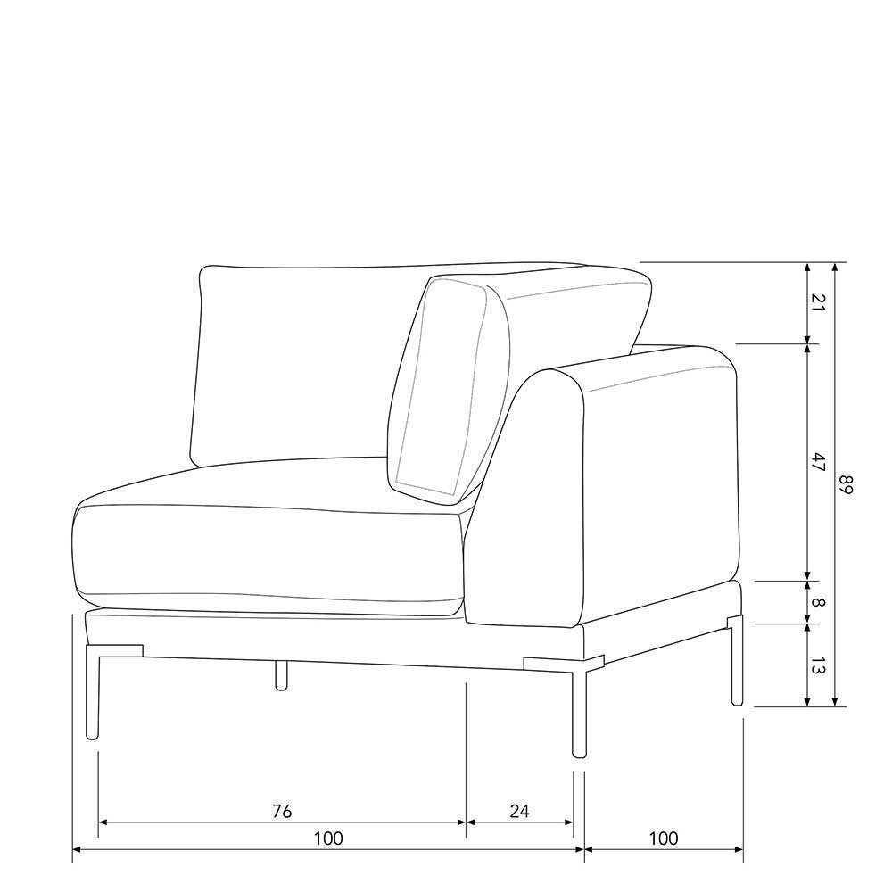 Dunkelgrüne Couch aus Modulen - Arraggo (fünfteilig)