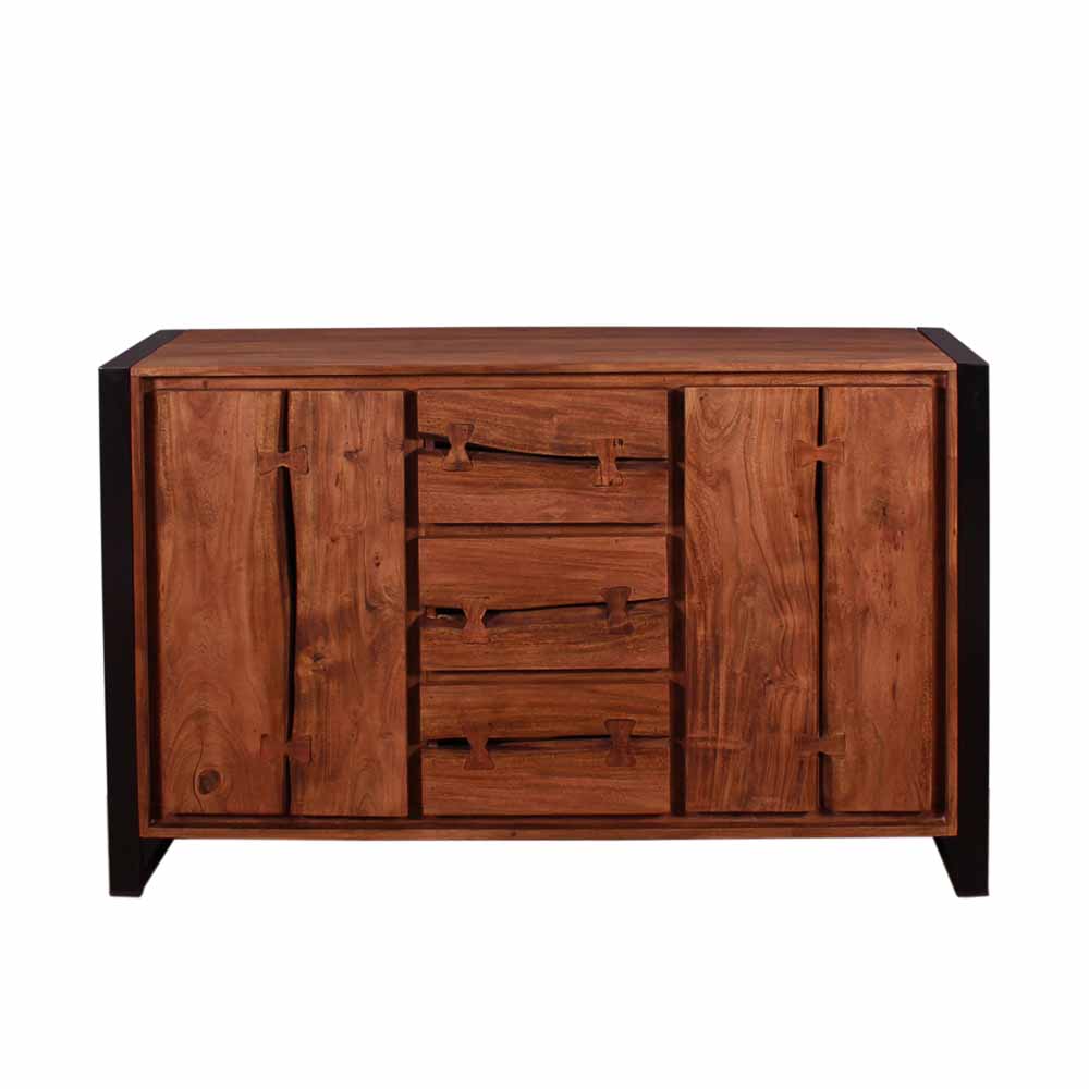 Industry Sideboard aus Akazie Cognac Smantana & Metall Schwarz