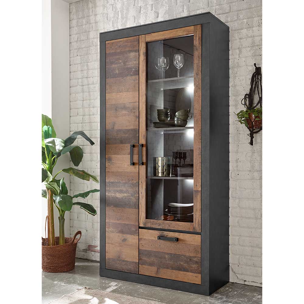 97x201x40 Wohnzimmerschrank mit Glastür - Timuras