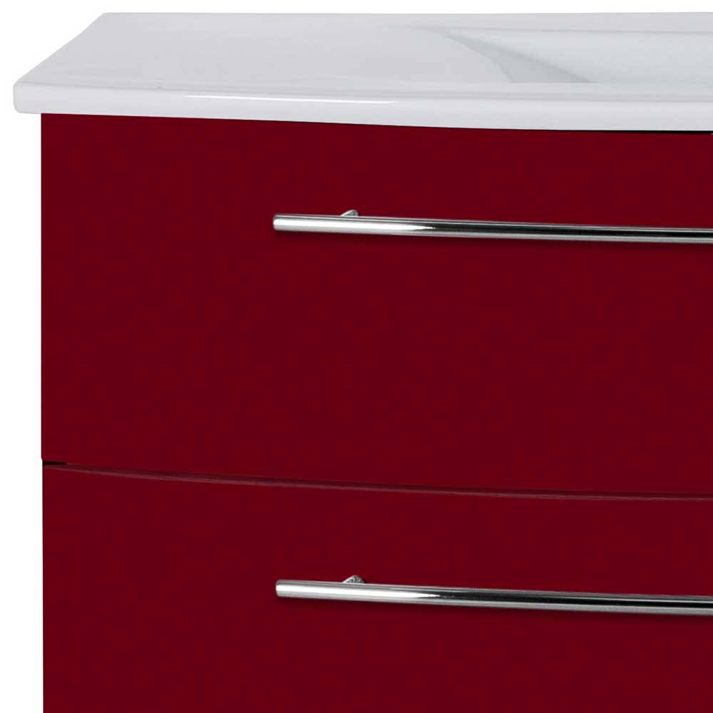 Waschbeckenschrank mit roter Hochglanz-Front - Choco