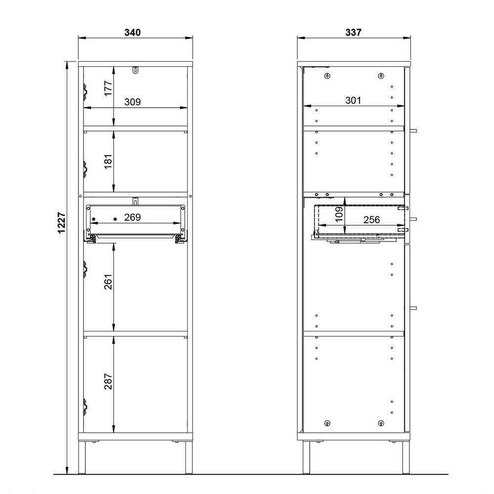 Halbhoher Badschrank in Hellgrau - Dolida