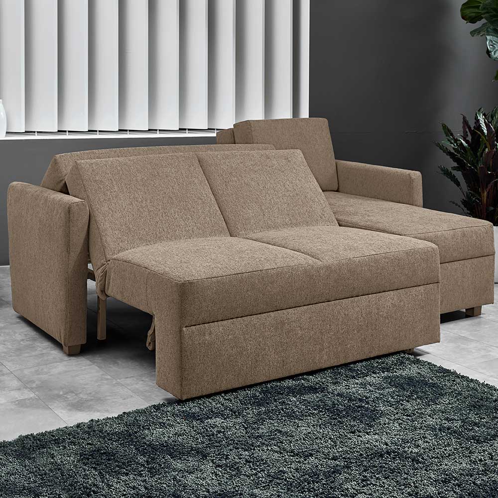 Ecksofa mit Schlaffunktion in Taupe - Movito