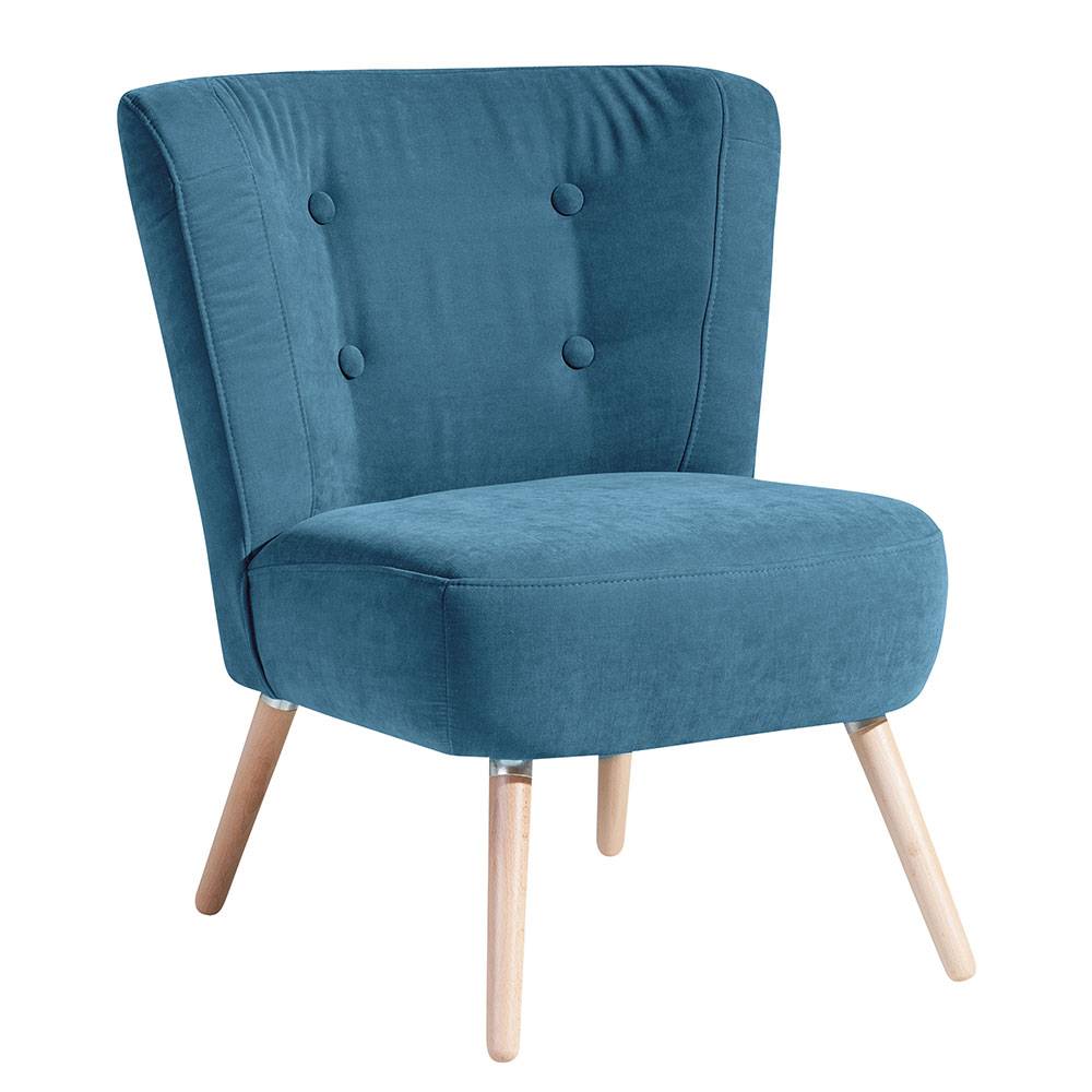 Sessel in Petrol Blau Velours - Curedo