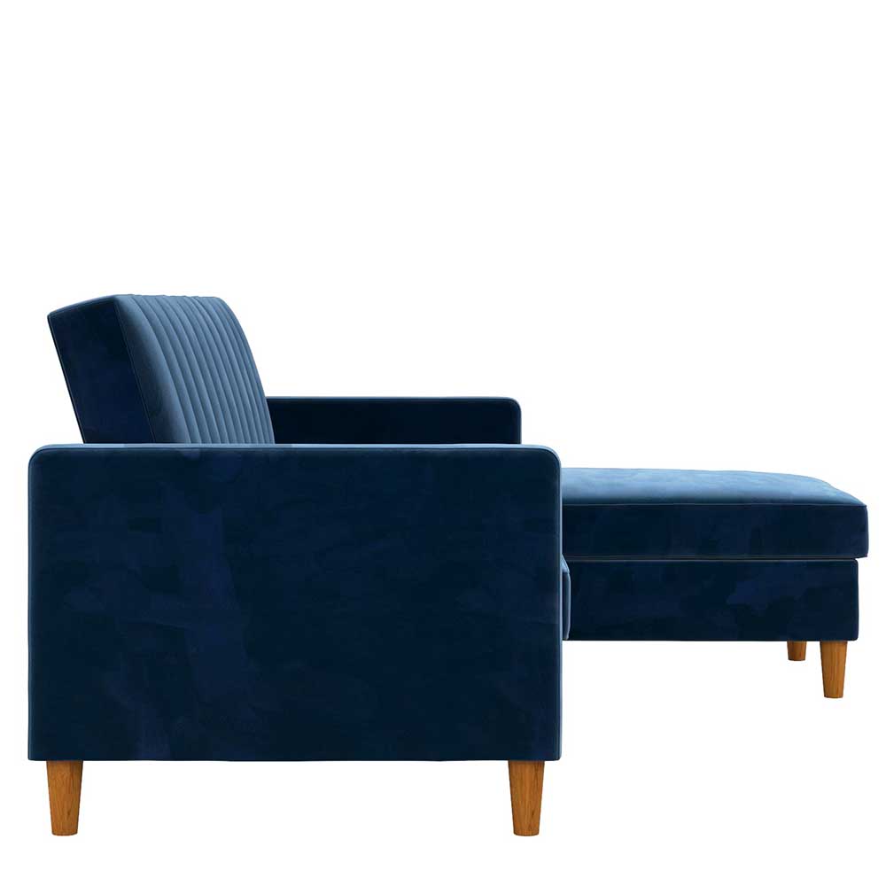 L-Schlafsofa in Blau Samt - Astomon