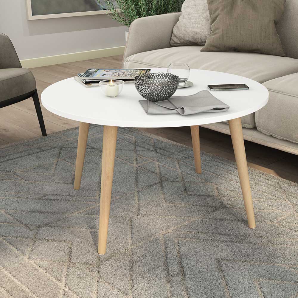 Scandi Chic Couchtisch mit runder Tischplatte - Jeano