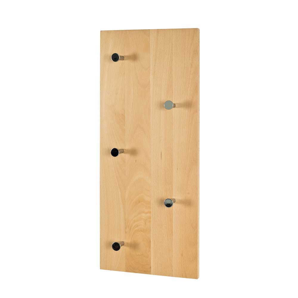 Wandgarderobe mit 5 Haken Loove aus Buchenholz