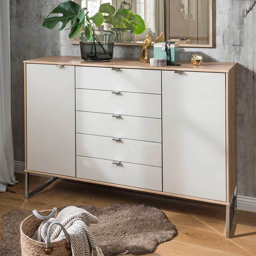 141x105x43 Sideboard in Beige Glas - Crascanu