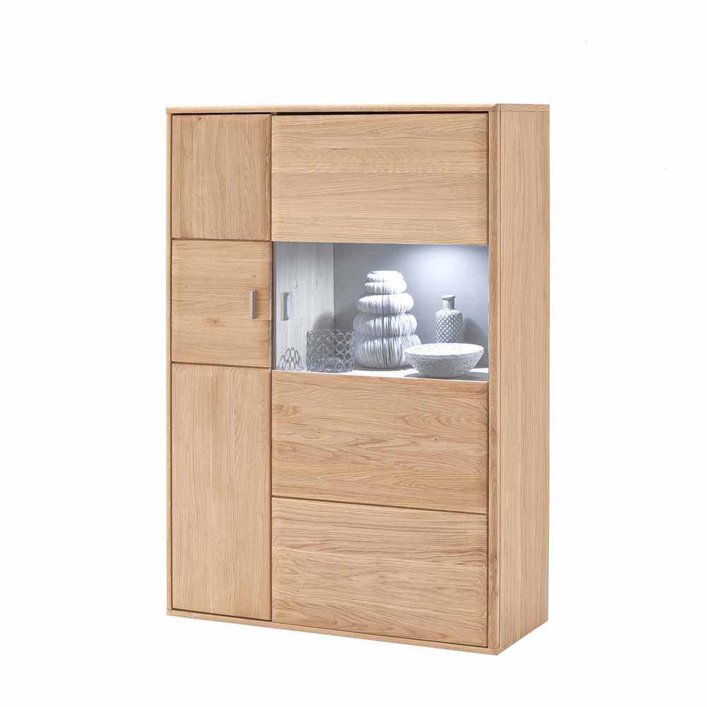 Design Highboard Vernella aus Eiche Bianco