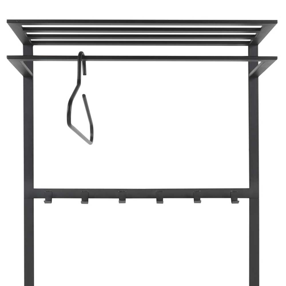 70x178x29 Kompaktgarderobe aus Stahl in Schwarz - Cellja