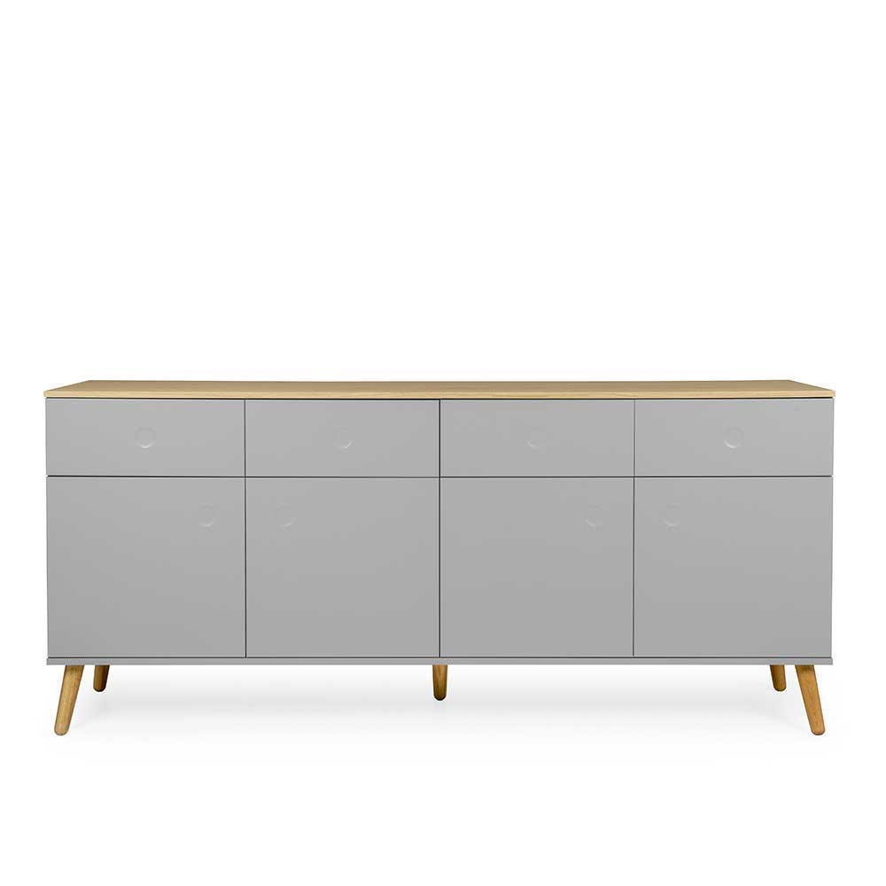 Push-2-Open Sideboard in Grau & Eichefarben Revanio 192cm breit