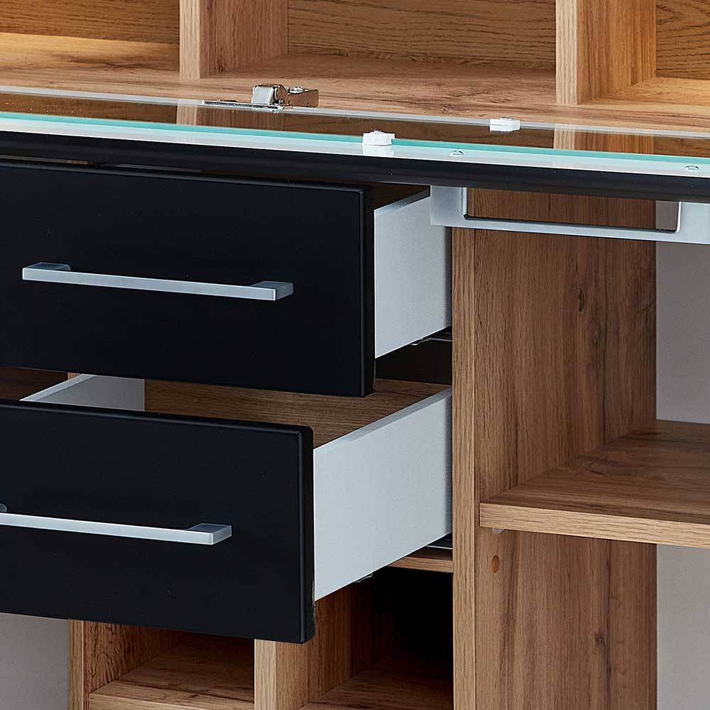 Wohnzimmer Barschrank in Schwarz & Wildeiche - Kandu