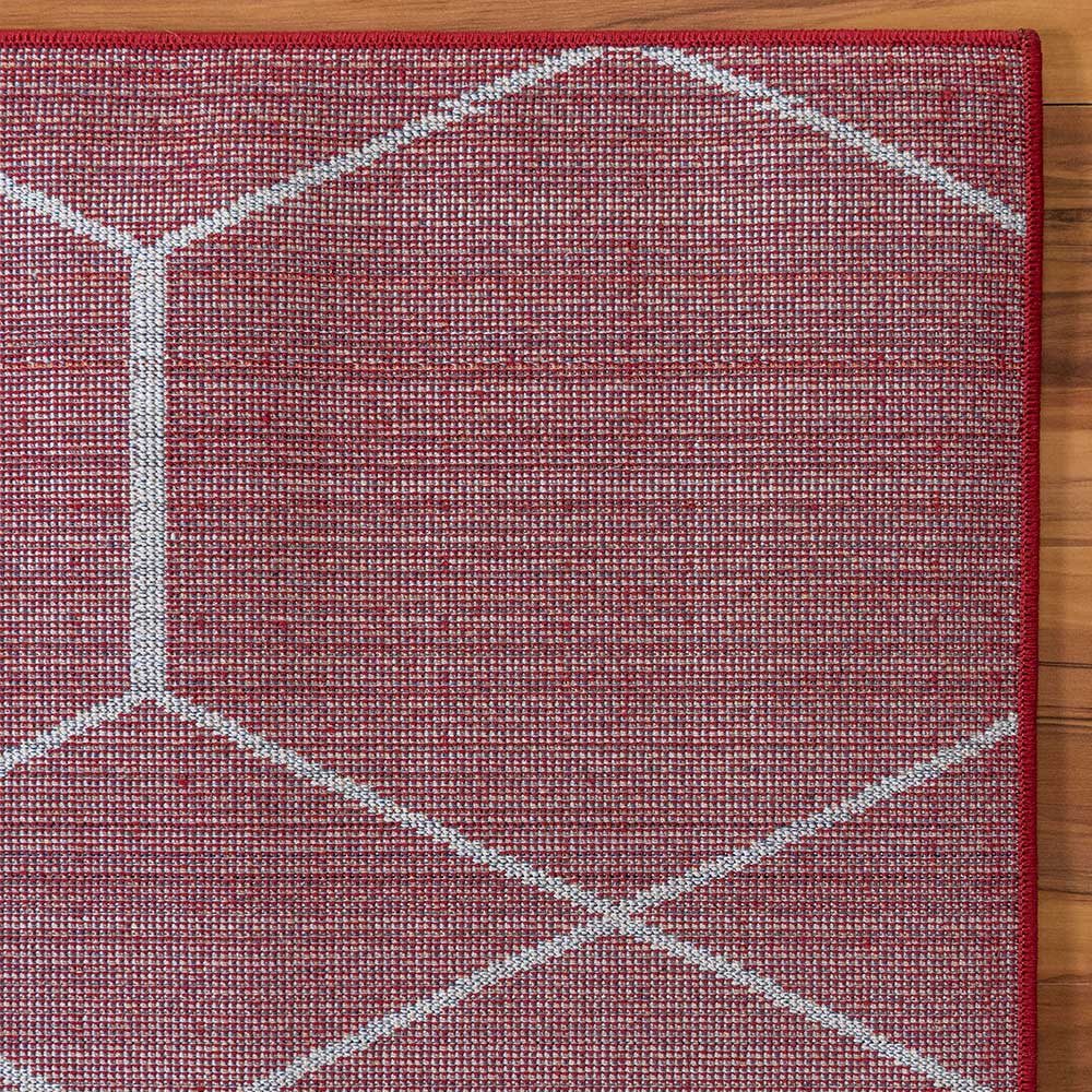 Designteppich in Rot und Creme - Kermita