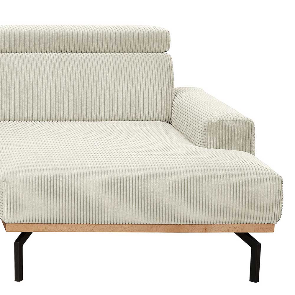 Modernes Ecksofa in Creme Cordbezug - Caldizza